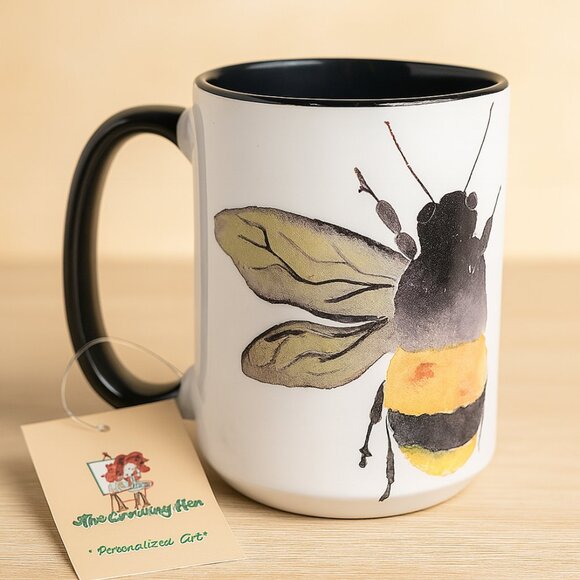 Angie Bryan Creations Other - Bee Mug – Original Watercolor Art by Angie Bryan | Sublimated by The Crowing Hen